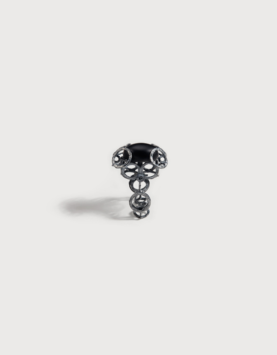 INTERSECTIONS#1 - RING 10, blackened silver, onyx - Nikolay Sardamov